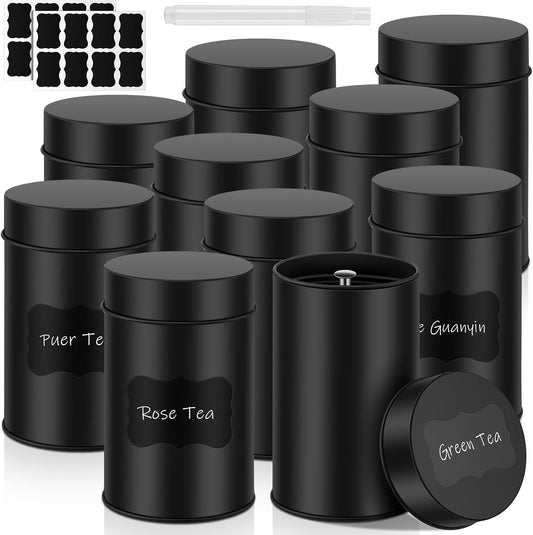 Tanlade 10Pcs Tea Tin Canisters 16oz Metal Storage with Airtight Double Lid