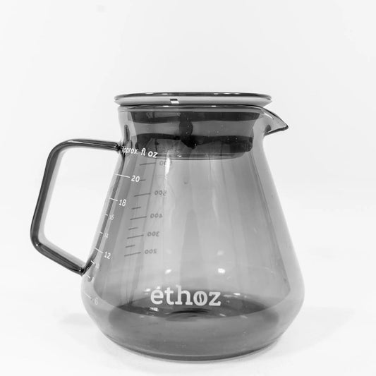 Ethoz® Glass Carafe – Sleek, Borosilicate Glass Pitcher for Brewing & Serving. Ergonomic Design, Calibrated Measurements,