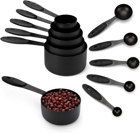 Joyhill Measuring Cups and Spoons Set of 10 Piece, Stainless Steel Measuring Cups with Soft Touch Silicone Handles, Nesting