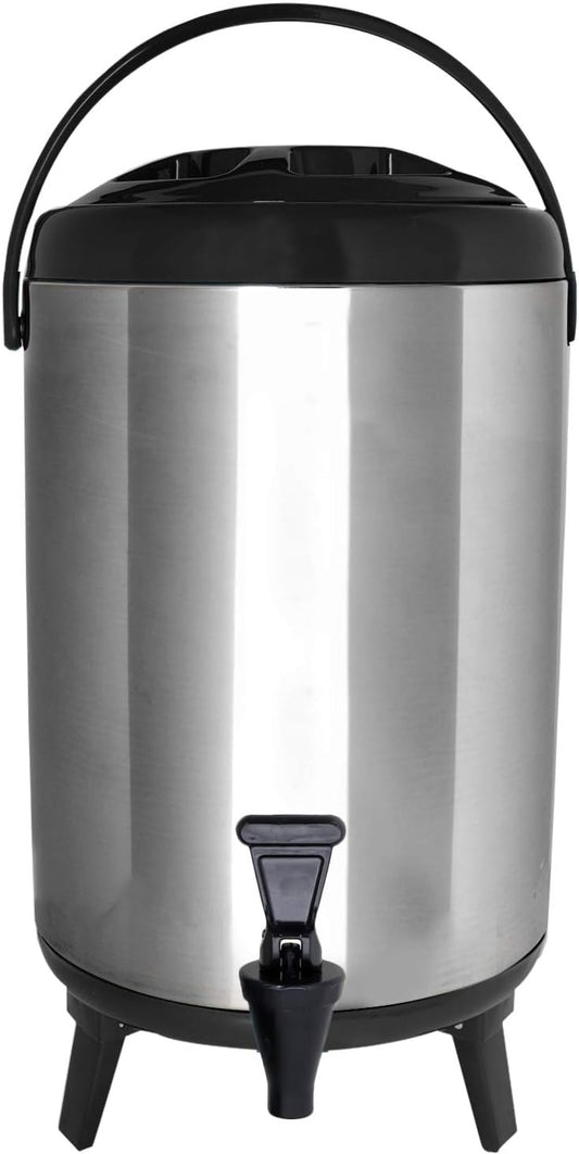 Stainless Steel Insulated Beverage Dispenser – Insulated Thermal Hot and Cold Coffee Carafe – 10 Liter Drink Dispenser with