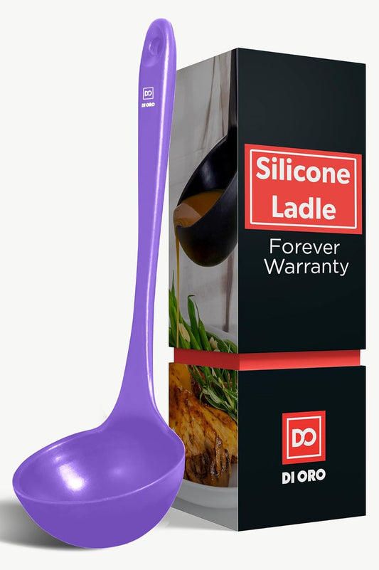 DI ORO Silicone Ladle – Soup Ladle for Cooking & Serving Heat-Resistant - Large Kitchen Ladle Nonstick Cookware Safe - Soup