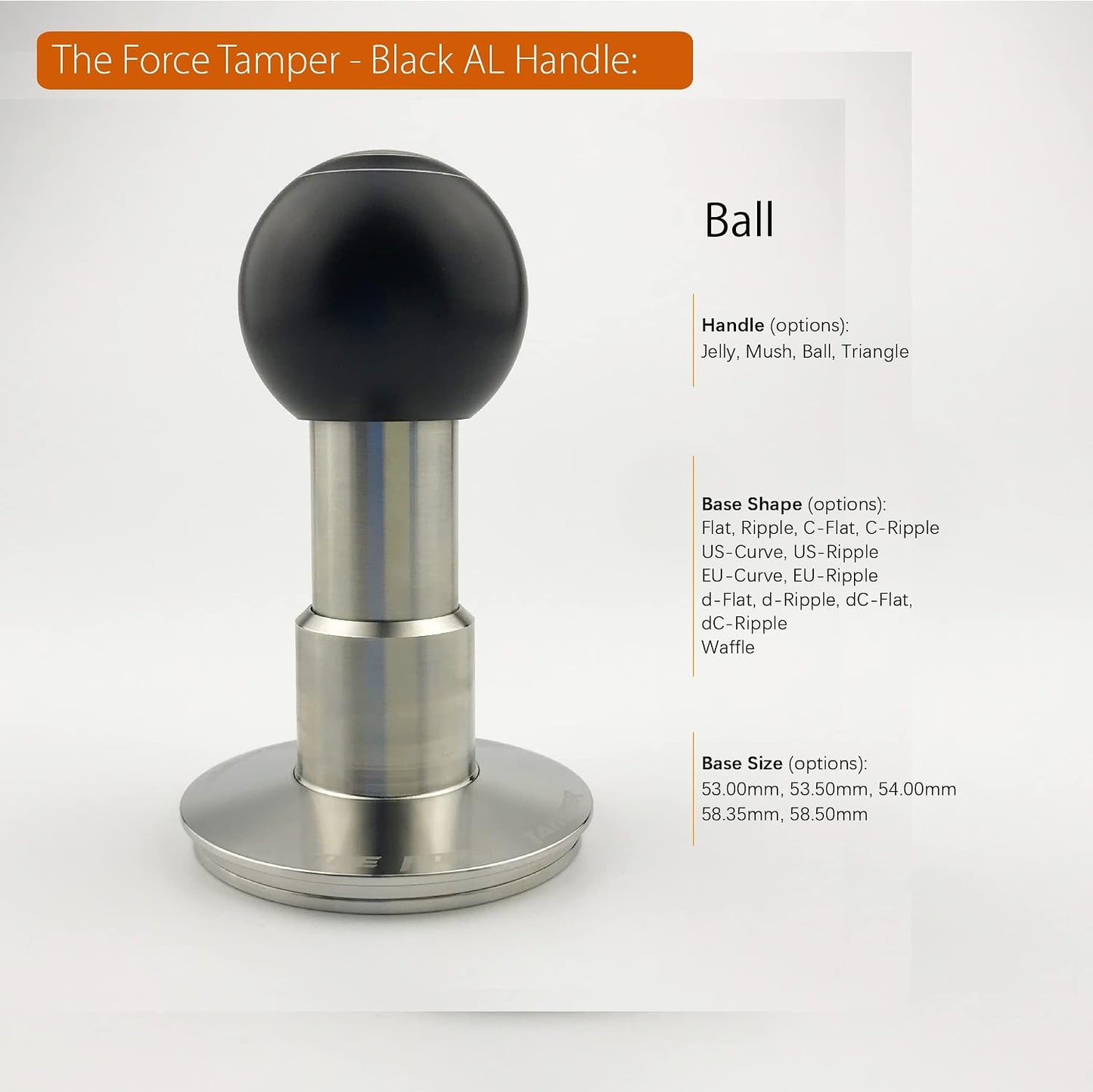 53.50mm Extend Set Ball-Black Matte AL Handle Coffee Tamper | Automatic Impact Adjustable Constant Pressure and Auto-leveling five sizes and eight combination sets are available
