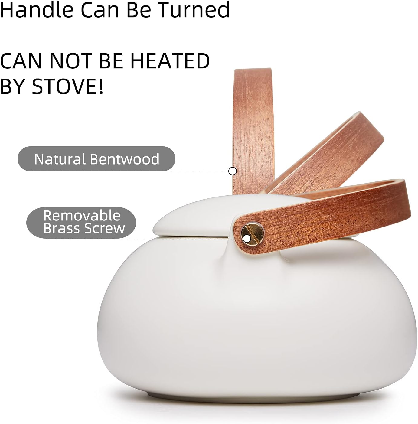 ZENS Ceramic Teapot with Infuser, 27oz Japanese Teapot for Loose Leaf Tea | Matte White Minimalist Tea Pot with Infusers for Loose Tea Steeper for Women Gifts, Modern Bentwood Handle