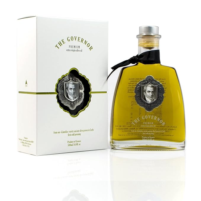 The Governor Premium Extra Virgin Olive Oil - Unfiltered, Cold-Pressed, Single Origin Lianolia - Peppery, Robust, Floral, Fruity Notes - Rich in Natural Polyphenols (1182 mg/kg), Oleocanthal, Antioxidants, Case of 12