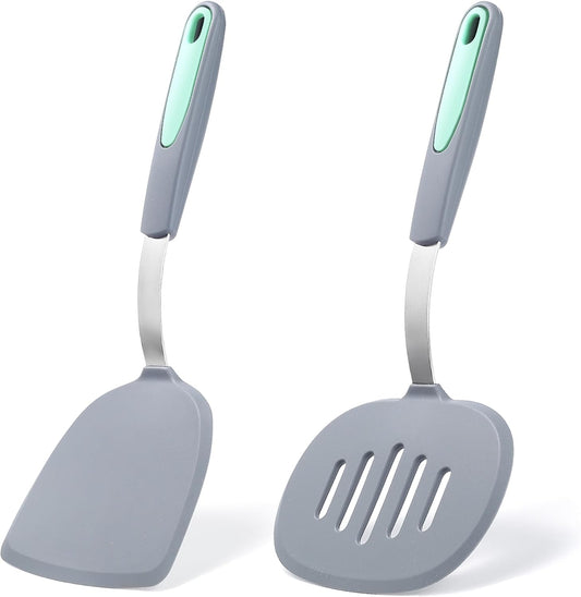 To encounter 2 Pieces Silicone Spatula set, Non-Stick Turner Spatulas, Heat Resistant Silicone Cooking Flipper for Eggs,