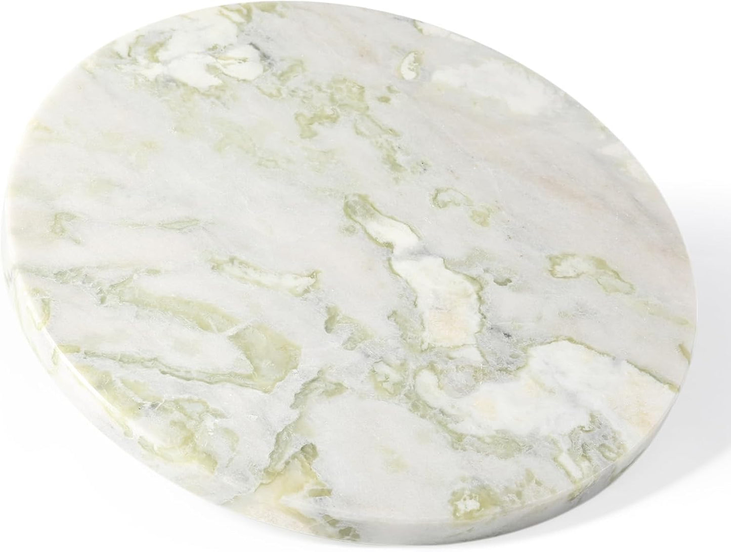 Koville African Natural Marble Cutting Board for Kitchen, 11inch Round Hand Crafted Marble Slab for Cheese, Charcuterie, Pastry Board - Wedding Gift, House Warming Gift(Bianco Palomino)