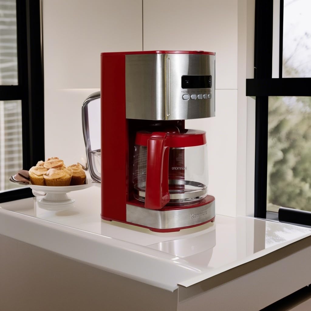 Koolatron Kenmore 12-Cup Coffee Maker, Glass Carafe, Cafetera Programable, Red