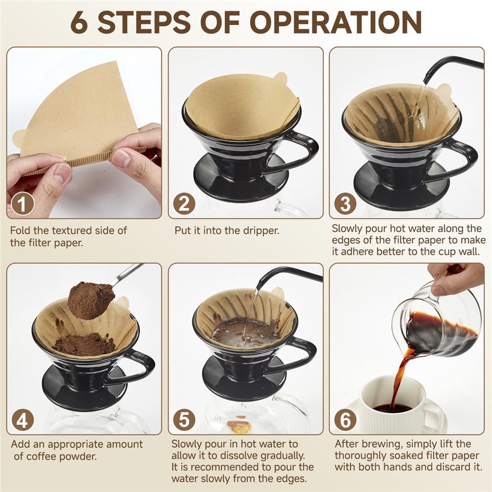 Coffee Filters, Cone Coffee Filters Size 02, 1-4 Cups, 200 Count, 2 Cone Filter for Pour Over and Drip Coffee Maker, Natural Brown Unbleached