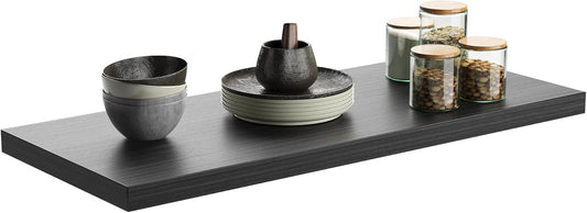 Wall Shelf Set of 1,Dark Wood Floating Shelves 36 in W x 10 in D x 1 in H, Wooden Floating Wall Shelf with Invisible
