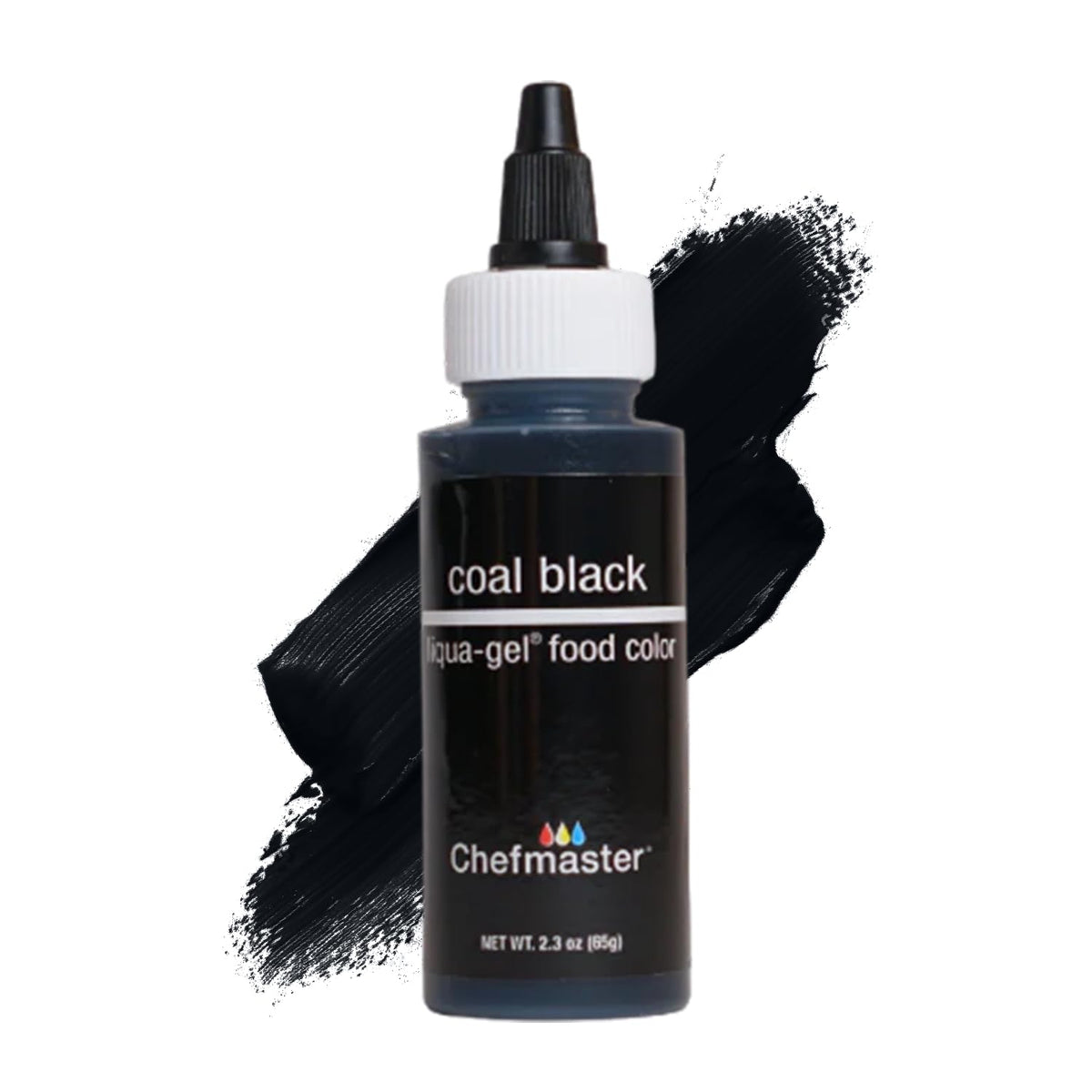 Chefmaster Coal Black Liqua-Gel® Food Coloring | Vibrant Color | Professional-Grade Dye for Icing, Frosting, Fondant | Baking &amp; Decorating | Fade-Resistant | Easy-to-Use | Made in USA | 2.3 oz