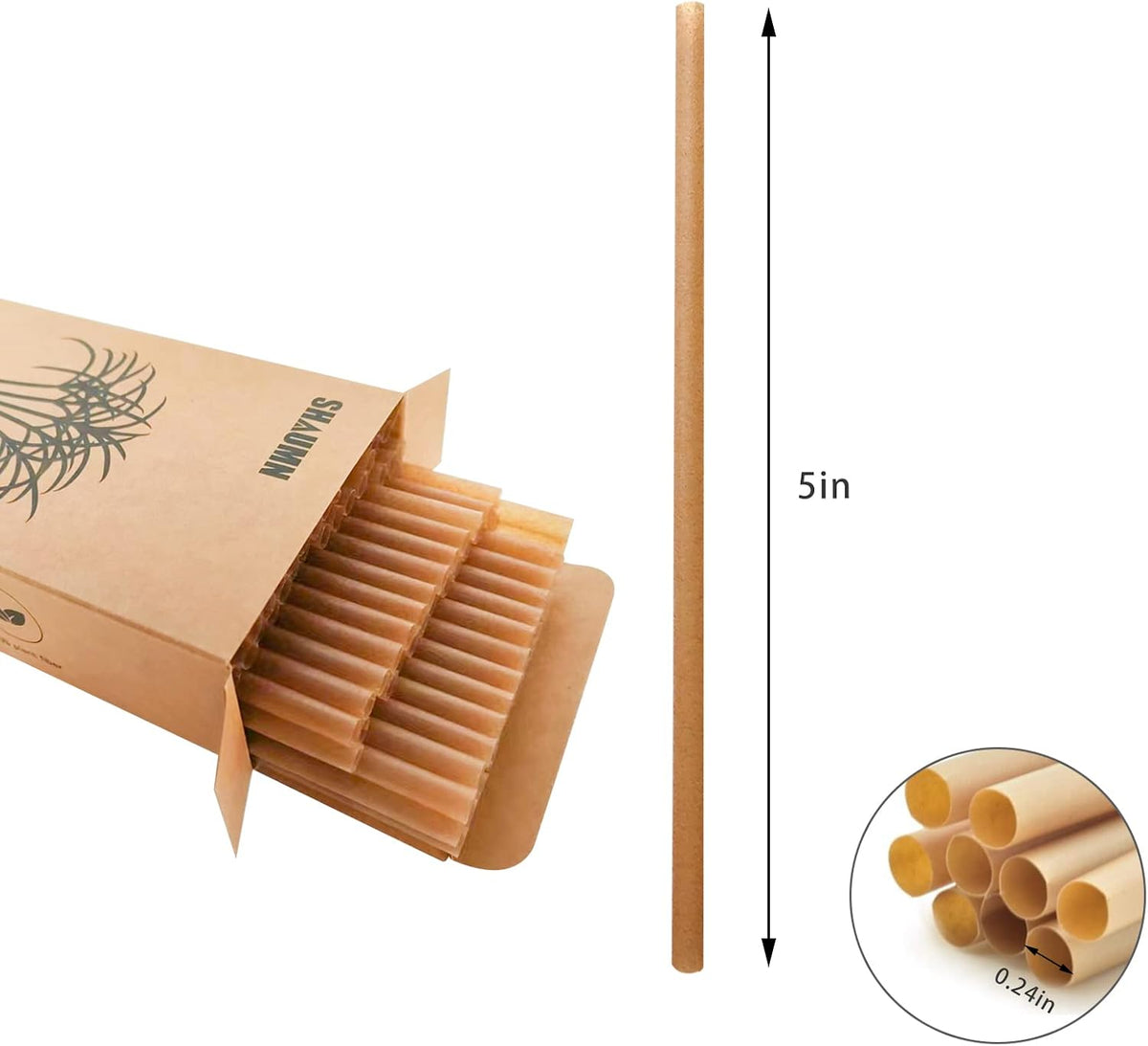 5 Inch 600pcs Cocktail Straws Made from Sugarcane Fiber Plastic-free A Sturdy Short Drinking Straws for Hot and Cold Drinks Not Foggy Packed by 200 Count per box(3 packs)