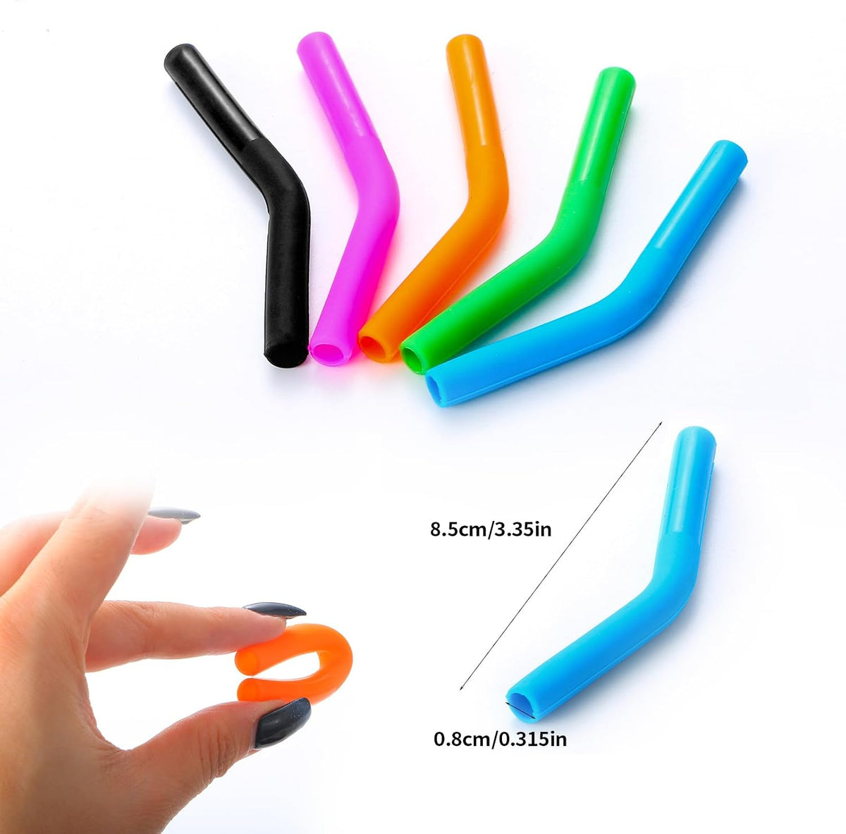 Lazycorner 10 Pcs Metal Straw Reusable 8.5" 6mm Stainless Steel Straws,20oz-32oz, Colorful Drinking Straws with Silicone Tips, 4 Straw Cleaner Brush, 1 Travel Case