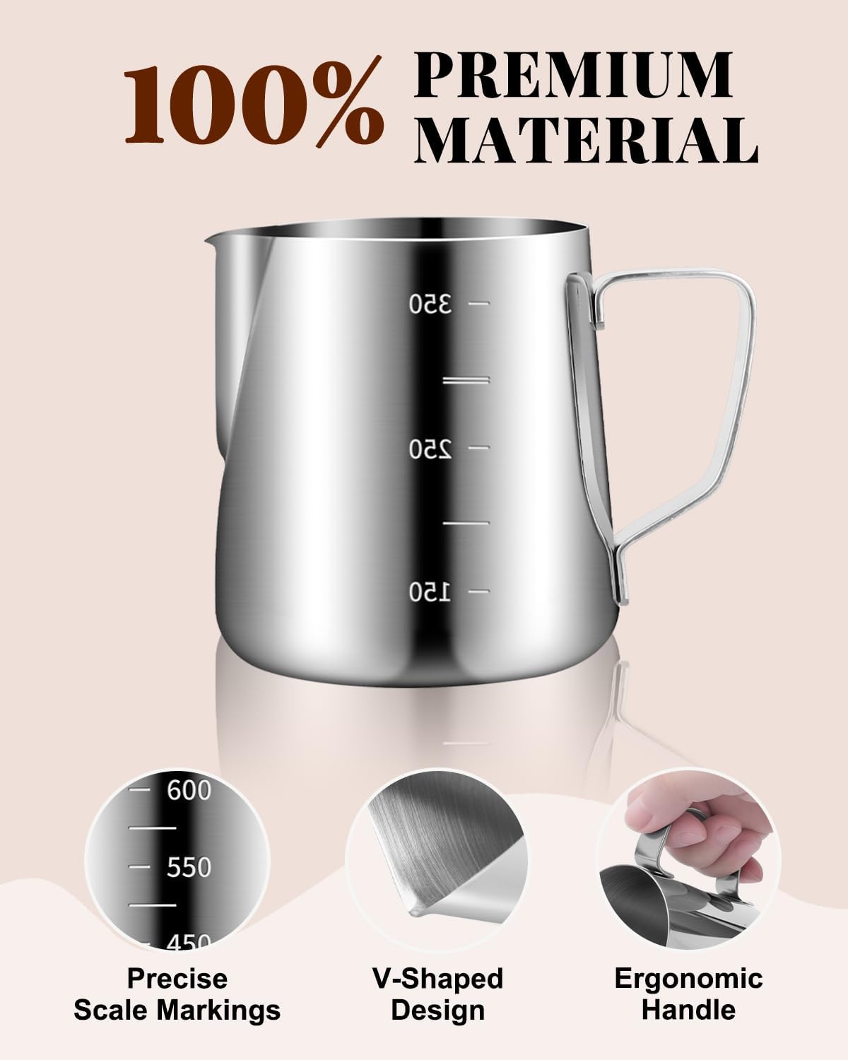 51mm Espresso Accessories Kit, 350ml Milk Frothing Pitcher Set