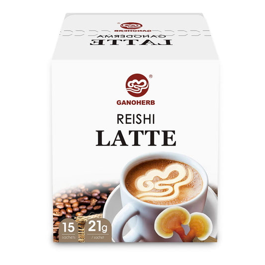 GANOHERB Reishi Mushroom Latte Coffee Powder, 4 in 1 Instant Arabica Coffee with Organic Ganoderma Lucidum Extract to