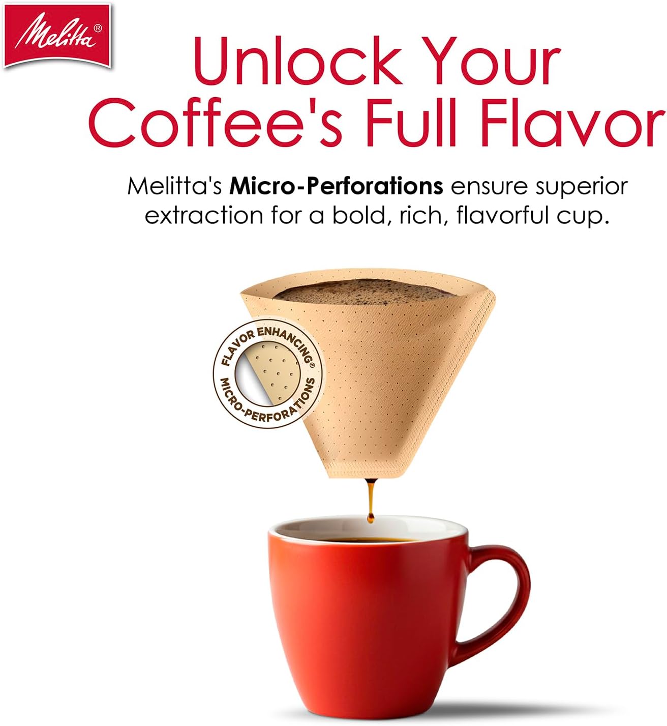 Melitta #4 Cone Coffee Filters, Natural Brown, 100 Count, Pack of 6