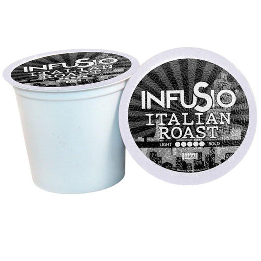 InfuSio Coffee Pods 96 Count Italian Roast Dark Roast Single serve Coffee pods for Keurig K Cups Brewers - InfuSio Premium