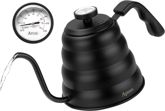 Tea Kettle with Thermometer Pot Black Stovetop Tea Kettle 40oz Gooseneck Kettle Teapot Pour Over Coffee Kettle with