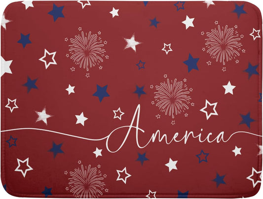 Giwawa 4th of July Dish Drying Mat 18"x24" Patriotic Usa Stars America Firework Dish Drainer Mats Independece Day Absorbent