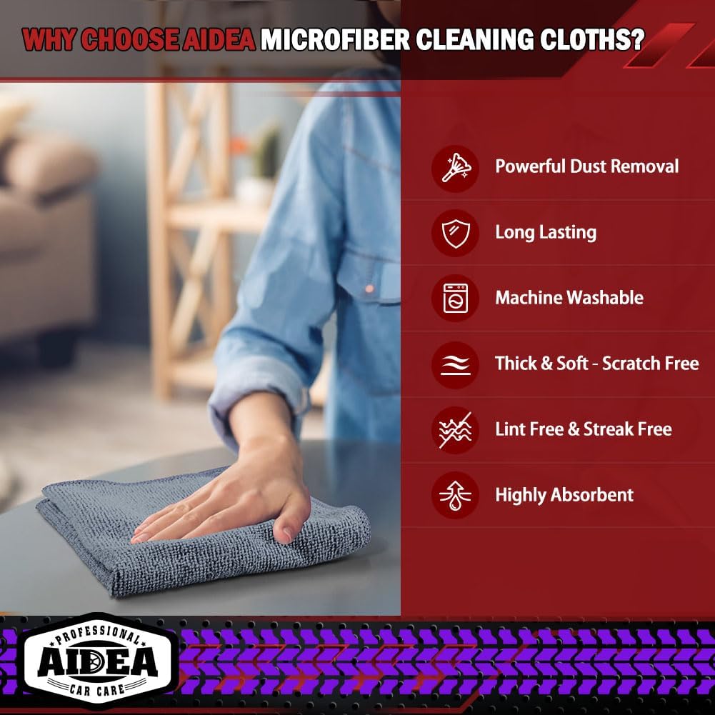 AIDEA Microfiber Cleaning Cloth Grey 20PK, Microfiber Towels 12"×12"