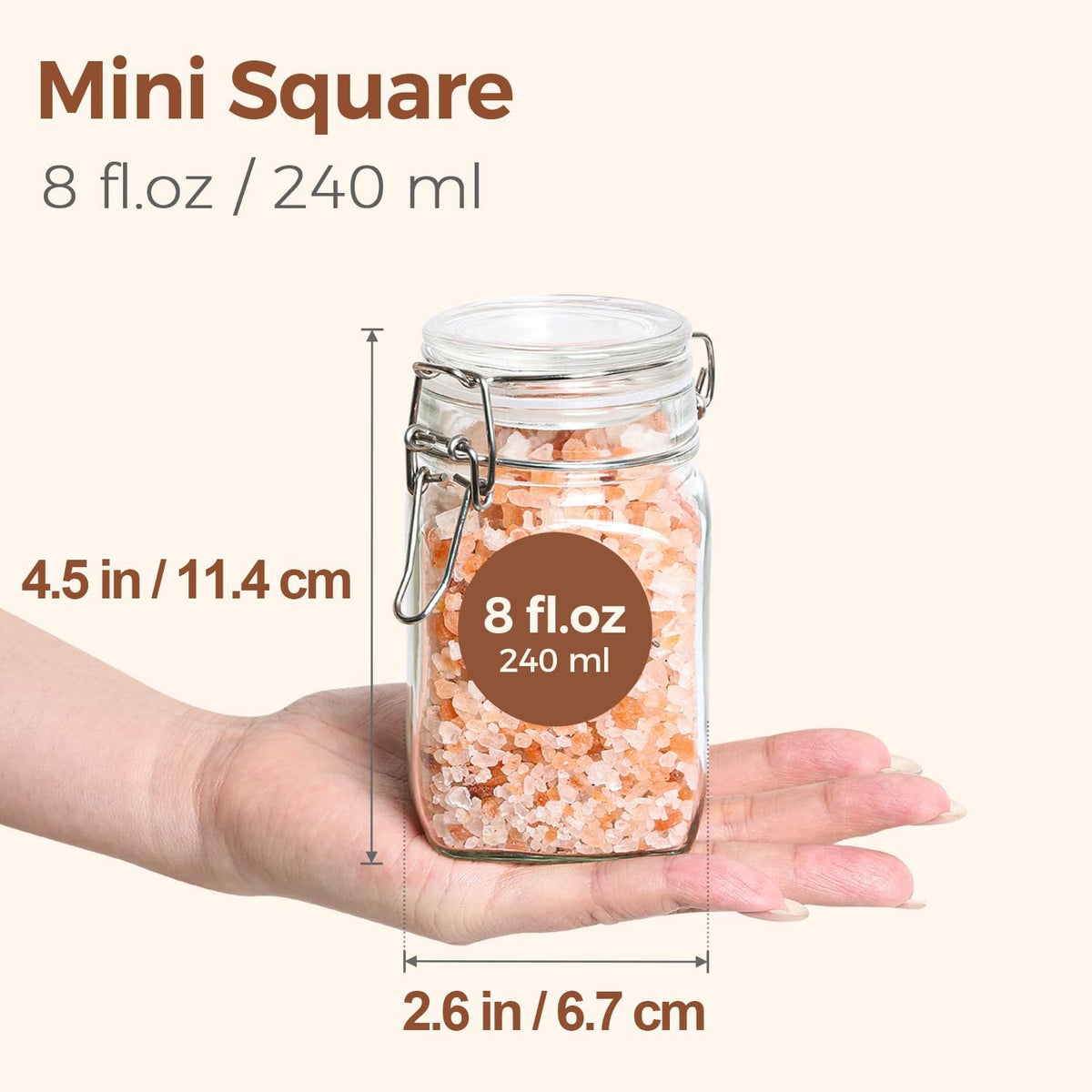 ComSaf Square Small 8 oz Glass Spice Jars with Airtight Lids 12 Pack Pantry | Jams herbs, Overnight oats, Pickling favors, Labels included, Funnel included, Pantry organization, Sourdough pickling