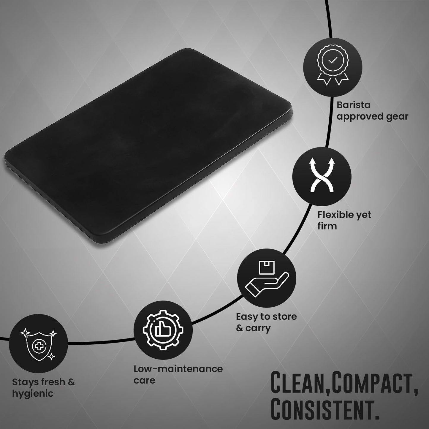 Rattleware Premium Tamping Mat - Non-Slip Espresso Packing Surface, Heatproof, Durable Rubber, Protects Countertops, Kitchen &amp; Coffee Bar Essential, Suitable for Home &amp; Commercial Use (8" x 6")