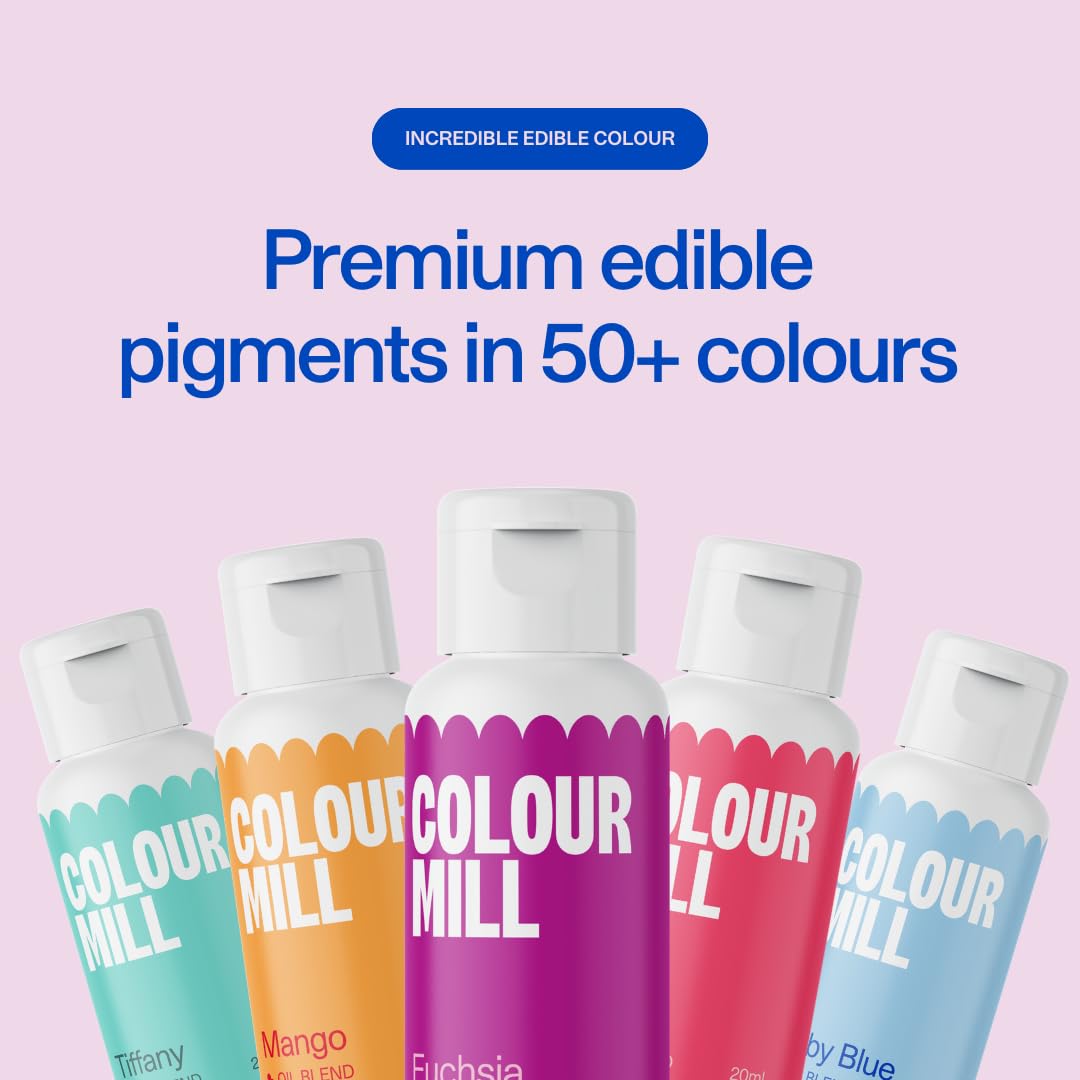 Colour Mill Kickstarter-Pack Oil-Based Food Coloring, 20 Milliliters Each of 12 Colors: Baby Pink, Black, Chocolate, Forest, Hot Pink, Lime, Orange, Purple, Red, Royal, Sky Blue and Yellow