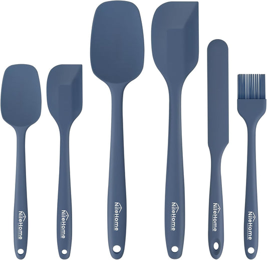 NileHome Silicone Spatula Set, 6 Packs Food Grade Kitchen Utensils with Silicone Brush Heat Resistant Dishwasher Safe