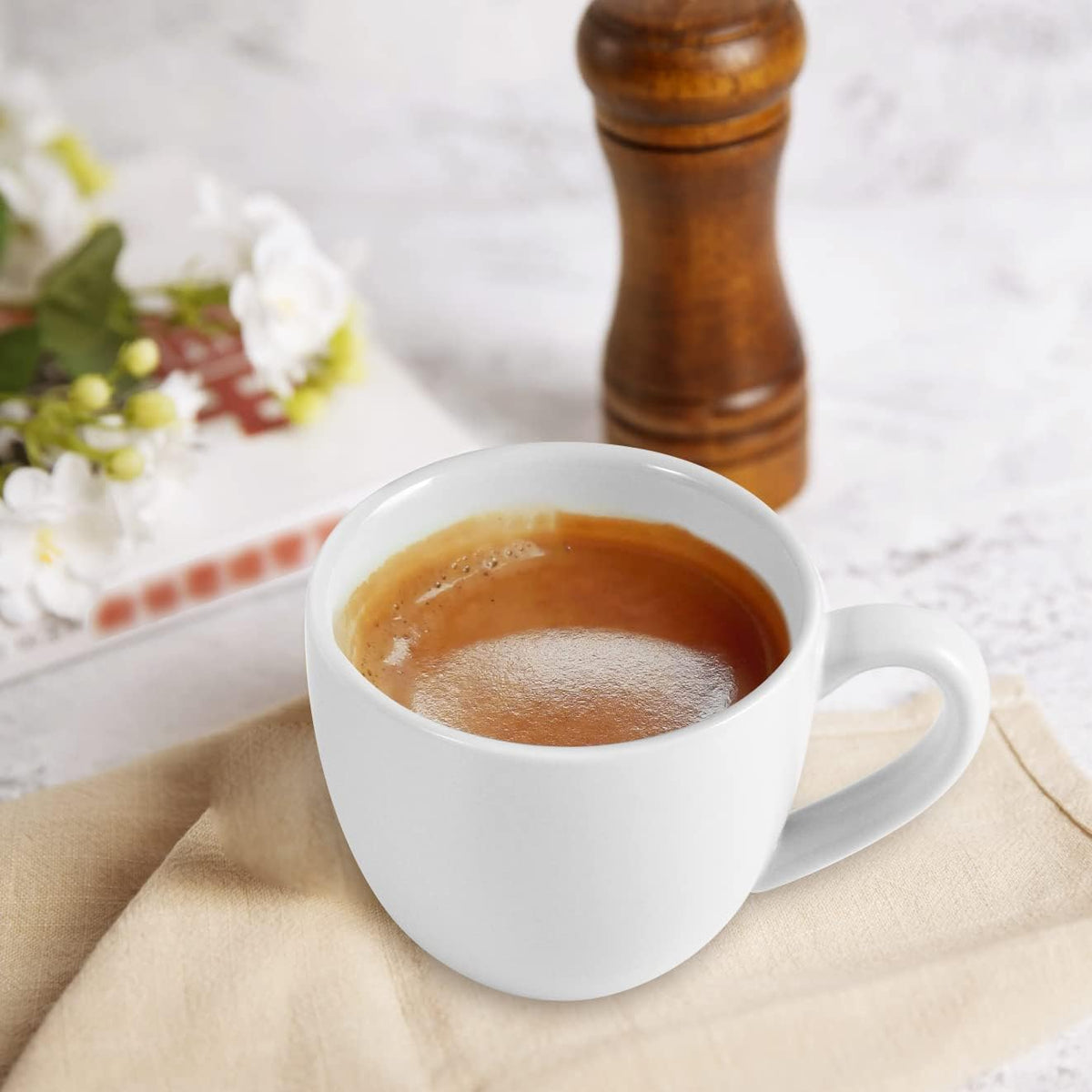homEdge Mini Procelain Espresso Cup, 3 Ounces / 90 ml Tiny Coffee Mugs Demitasse for Espresso, Tea- White