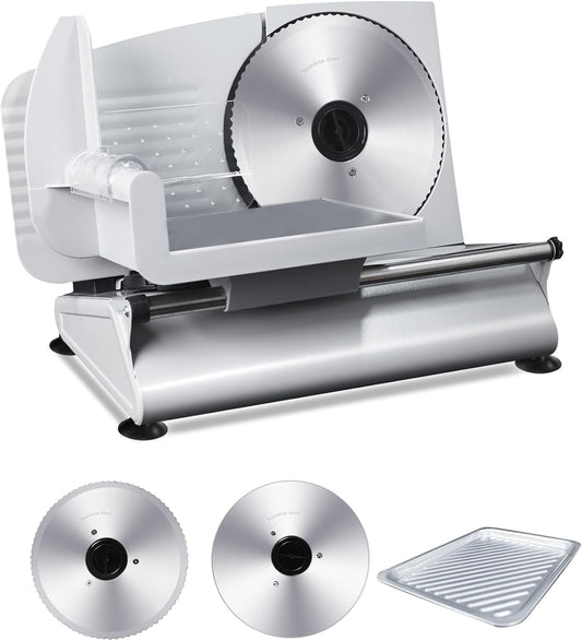Pterying 200W Electric Meat Slicer, 2 Removable 7.5" Stainless Steel Blades