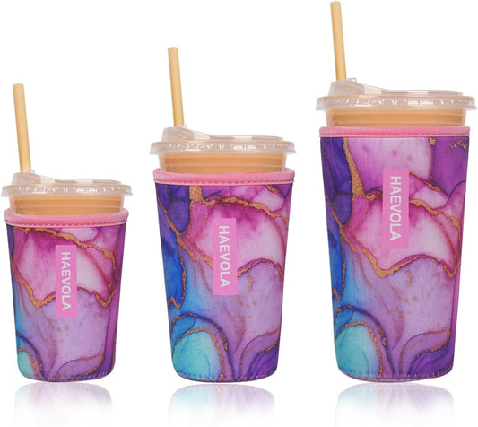 Reusable Insulated Neoprene Iced Coffee Cup Sleeve, Durable Drink Sleeve for Cold Beverages, Beverage Holder for Iced