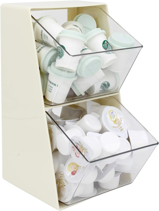 Bokelai Coffee Pod Holder with 2 Large Capacity Basket K Cup Storage Container Coffee Bar Accessories for Creamer Suger