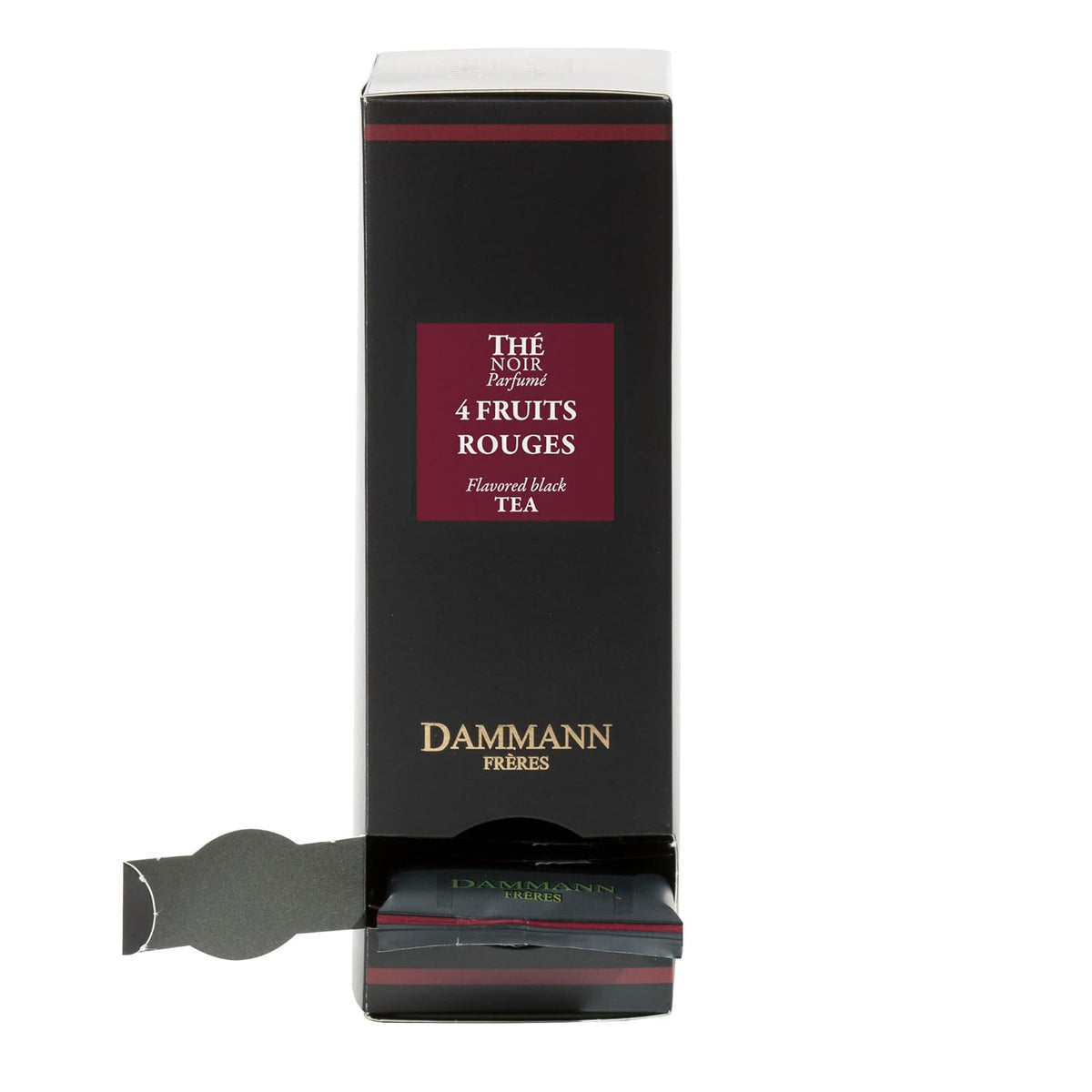 Dammann Freres Sachets, Quatre Fruits Rouges Tea Bags, Premium Gourmet French Black Tea, Blend Strawberry, Cherry, Raspberry, Red Currant Flavors, Individually Wrapped, 24 Count (Single Pack)
