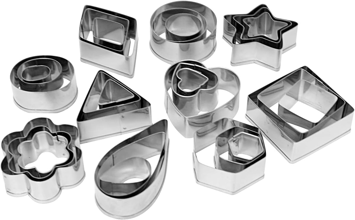 30Pcs Mini Cookie Cutter Set，Stainless Steel Multi Shapes Kit Cutters for Baking