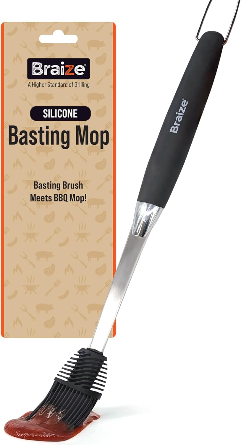 Grill Basting Mop – Silicone BBQ Basting Brush for Cooking, Oil & Sauce Brush for Grilling, Heat-Resistant Baster Brush