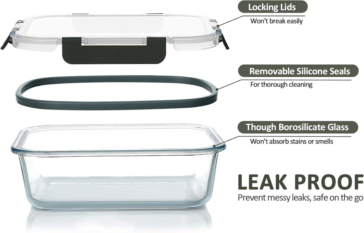 M MCIRCO 80 oz &amp; 36 oz Extra Large Glass Food Storage Containers with Lids