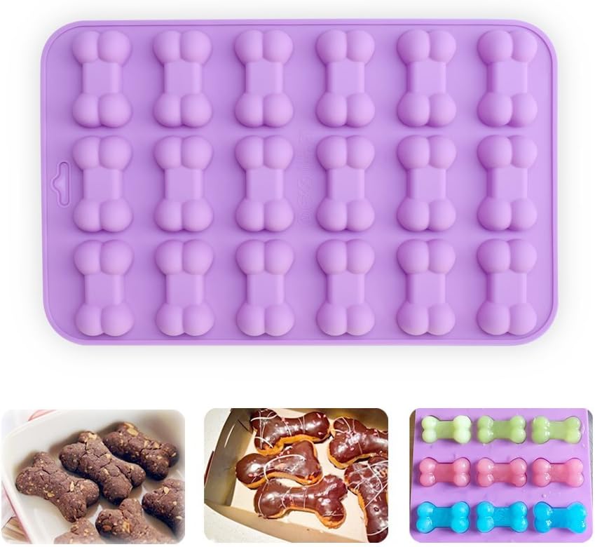 homEdge Jumbo Puppy Dog Paw (6 Cavity) and Bone Molds, Non-Stick Food Grade Silicone Dog Treats Molds for Chocolate, Candy, Jelly, Ice Cube (Set of 4PCS)