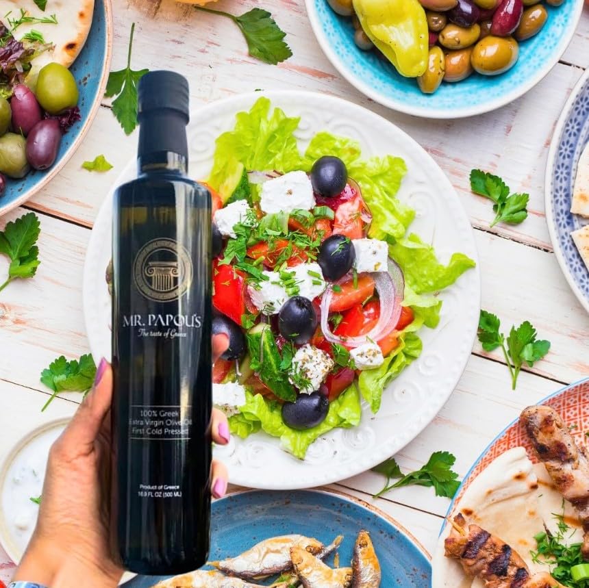 Mr. Papou's Family Owned Authentic Greek Extra Virgin Olive Oil 3L 101.4 oz | Single Origin, First Cold Pressed, Polyphenol Rich, Chef Favorite, Cooking and Finishing EVO, Harvested in Greece