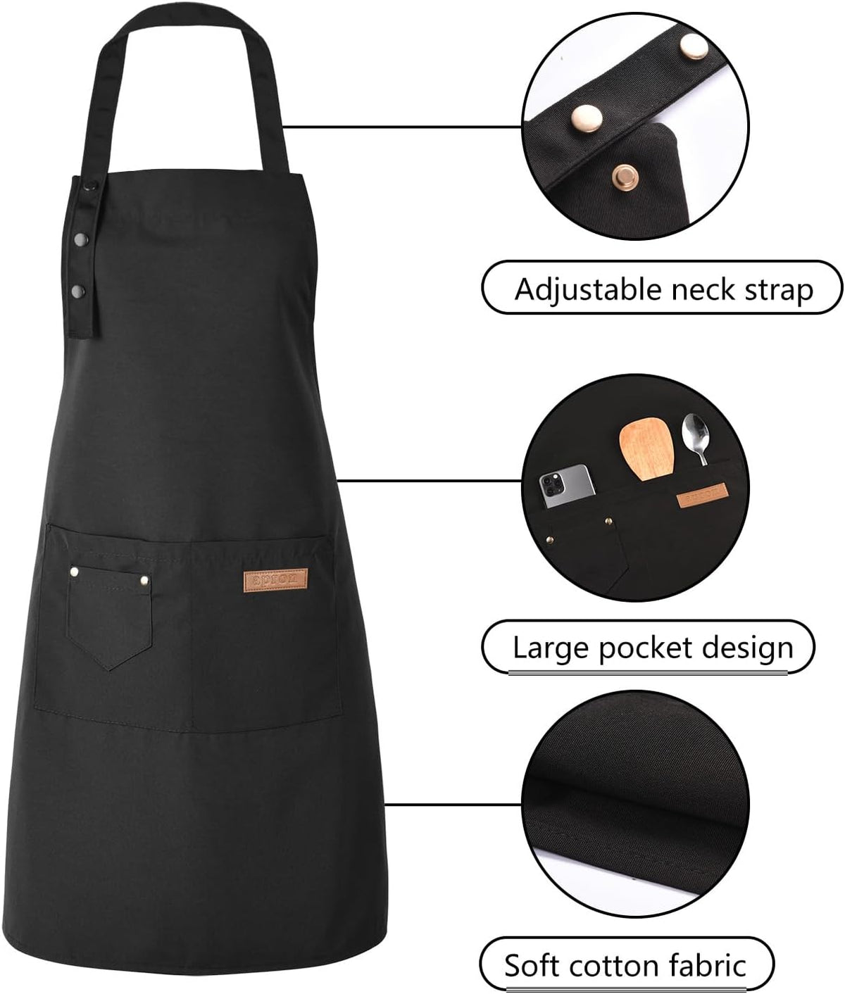 Tosewever Art Aprons for Women Painting Pottery Baking, Mens Buckle Straps Kitchen Apron with Pockets for Chef Cooking