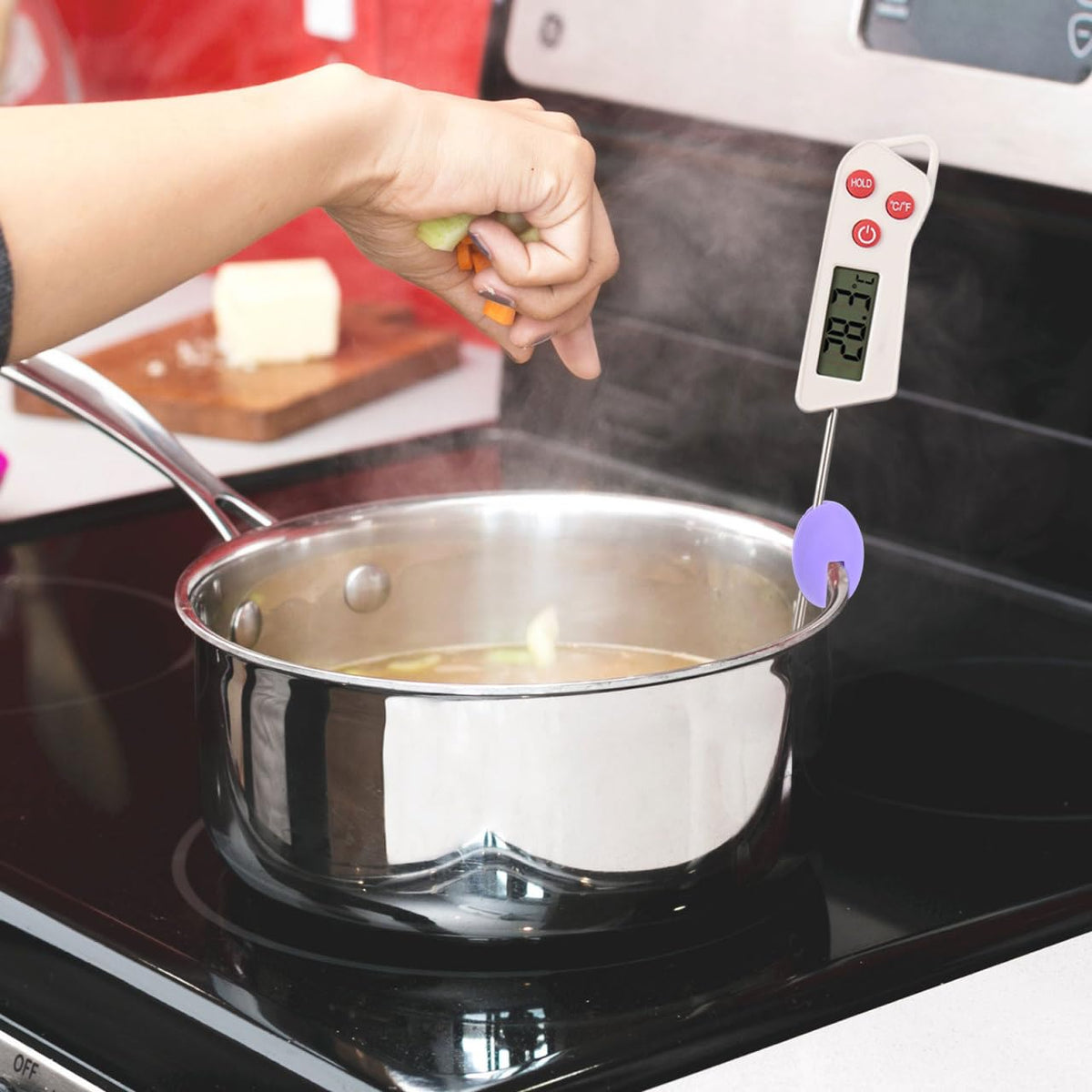 SHOWERORO Thermometer Pot Clip Temperature Probe Clip Holder for Pots and Pans Cooking Thermometer Bracket for Candy Baking Meat Saucepan 1.85 X 1.14 X 1.14 in