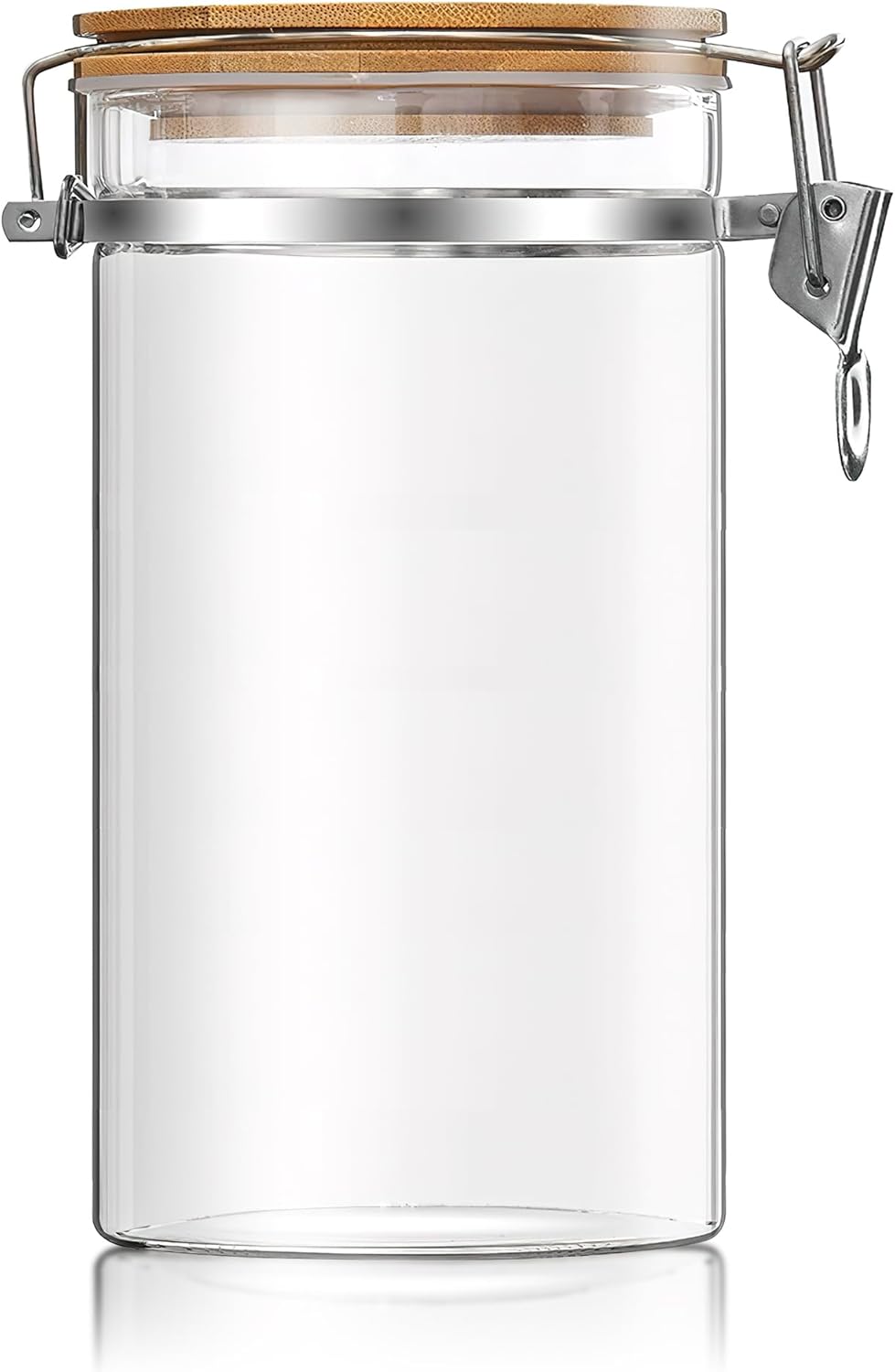 47 oz/1350ml Clear Glass Storage Canister with Airtight Bamboo Lid, Large Decorative Container Jar f