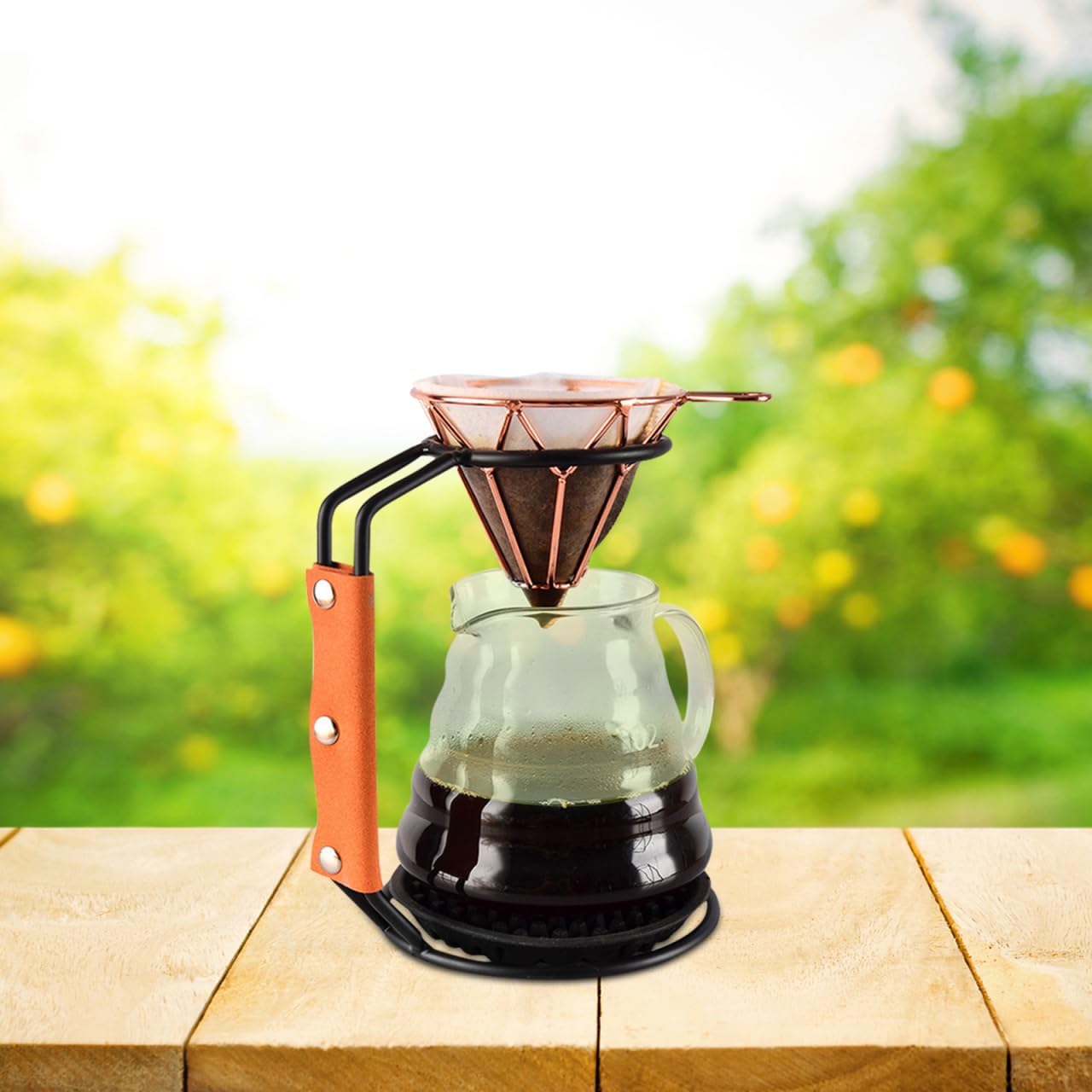 Hemoton Coffee Dripper Stand with Non-Slip Handle Adjustable Stainless Steel Filter Cup Holder for Brewing Compact 7.48X4.72X3.54 Inch Coffee Accessory for Home and Cafe