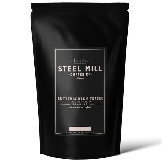 Steel Mill Coffee Co. Butterscotch Toffee Flavored Coffee - Ground Coffee, Regular, Medium Roast, Regular, Vegan,