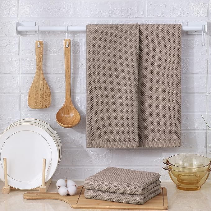 Kitinjoy 100% Cotton Waffle Weave Kitchen Towels, 12-Pack Super Soft and Absorbent Kitchen Dish Towels for Drying Dishes, Kitchen Hand Towels, 13 in x 28 in, Mixed Color