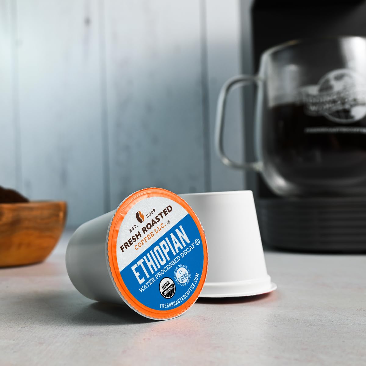 Fresh Roasted Coffee, Organic Variety Pack Water-Processed Decaf K-Cup Pods for Keurig Brewers, Medium Roast, USDA Organic, Kosher, 96 Count Loose Pack