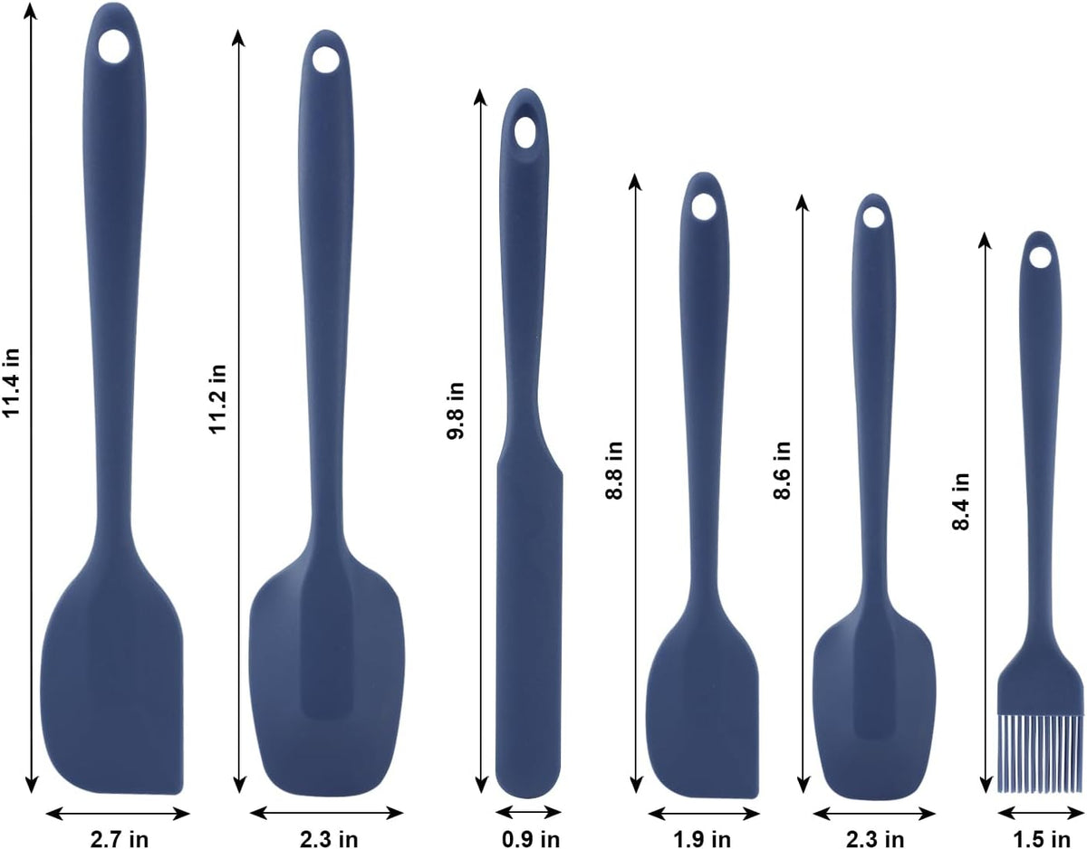 Silicone Spatulas Set, Rubber Spoon Spatula Heat Resistant Spoonula One Piece Design Seamless Spatula Non-Stick Scrapers Baking Mixing Tool (Dark Blue)
