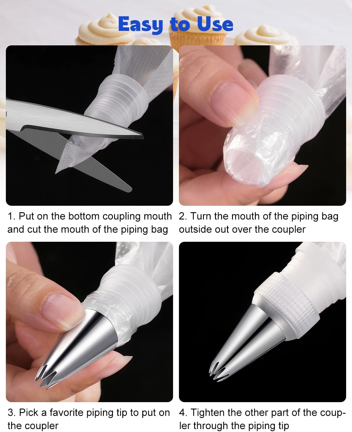 176PCS Piping Bags and Tips Set,Cake Decorating Frosting Pastry Kit | Stainless Steel Nozzles, Food-Grade Silicone, Anti-Burst Design, Cupcakes Cookies Holidays, Beginner Friendly Baking Supplies