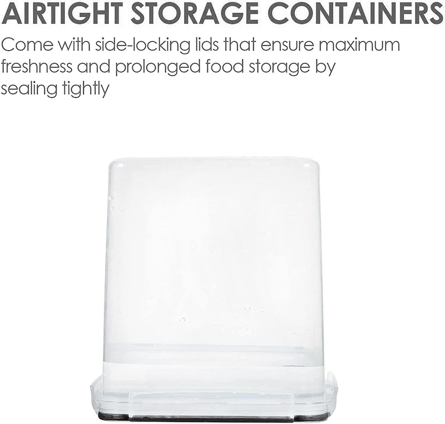 Vtopmart Food Storage Containers 4.3L / 145.4oz, 4 Pieces BPA Free Plastic Airtight Canister for Flour, Sugar, Baking Supplies, with 4 Measuring Cups and 24 Labels, Black