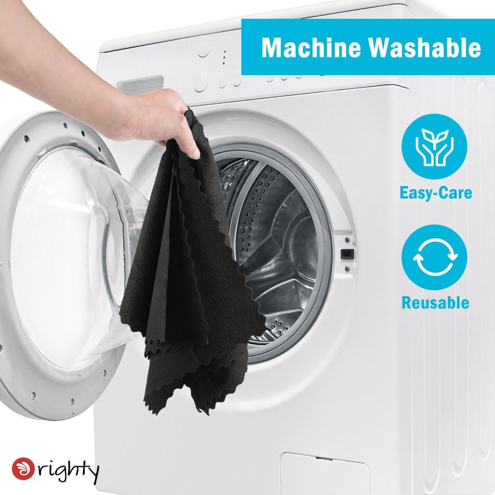 Orighty Microfiber Cleaning Cloth Bulk, 100 Pack, 11.5x11.5 inch, Black