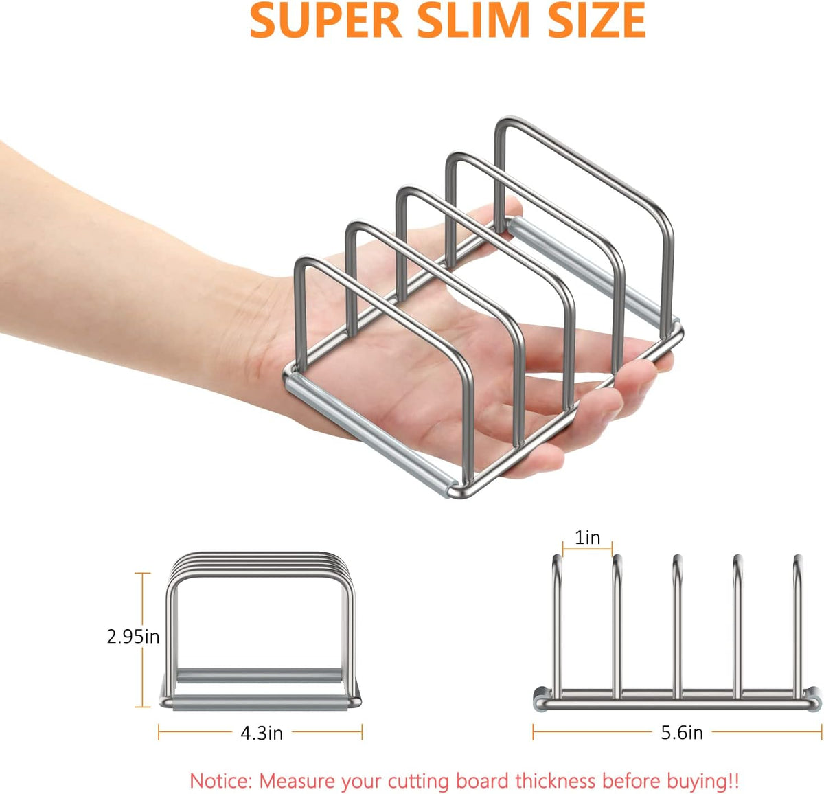 KORRTFID Cutting Board Holder, 2PSC Cutting Board Organizer Rack, 304 Stainless Steel Cookie Sheet Baking Pan and Tray Organizer for Kitchen Cabinet and Pantry Storage (1.0 Inch Width Slots)