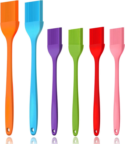 6 PCS CUALORK Silicone Basting Brush, Upgrade Pastry Brush,Heat Resistant Silicone Brushes, Premium Cooking Brush for Sauce